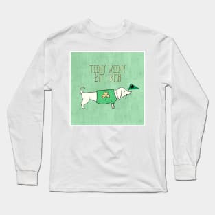 Saint Patrick's Day Dog Design Teeny Weeny Bit Irish Long Sleeve T-Shirt